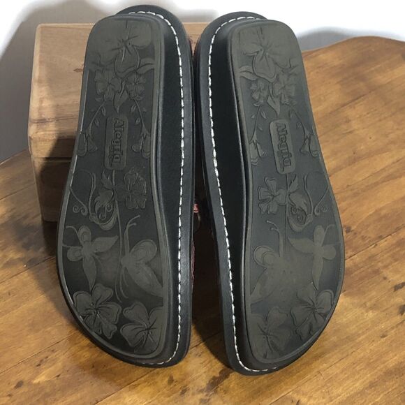 Alegria Mary Jane Clog Womens 37 Red Black Snakeskin Embossed Feliz Shoe Nursing - Picture 13 of 16